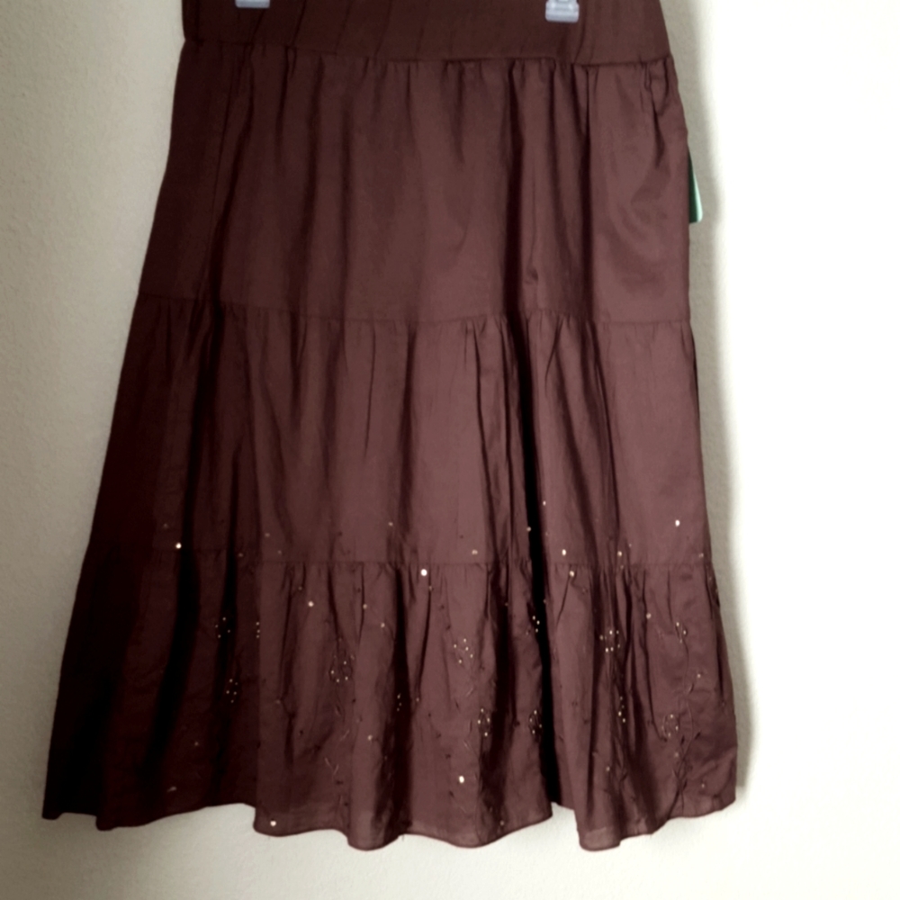 NWT Announcements brown maternity skirt sz M